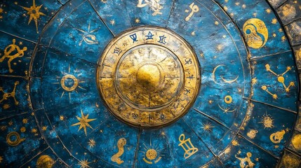 Fototapeta premium Depiction of spiritual alignment showcasing mystical zodiac signs divine energy