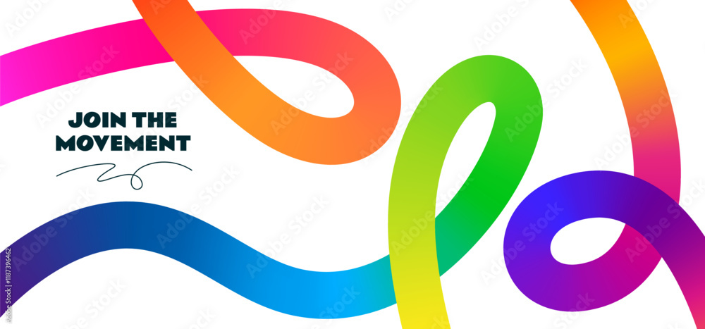 Fototapete Abstract Background with Gradient Lines. Modern Pattern with Vector Color Shapes. Squiggle Dynamic Graphic Design. 3D Wave Elements
