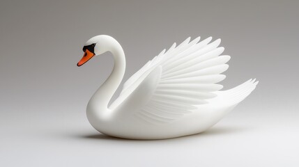 Fototapeta premium Elegant white swan displaying graceful wings in minimalistic studio setting artistic photography perspective