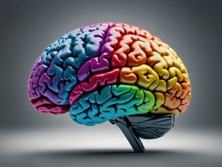 Mental health symbol represented by a colorful brain sculpture showcasing creativity and emotional expression in a modern artistic style