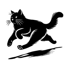 Obraz premium art and illustration, logo, icon, run cat vector black and white