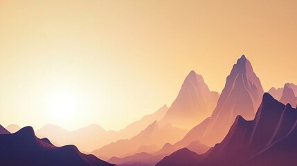Fototapeta premium Image of mountain range with setting sun in background