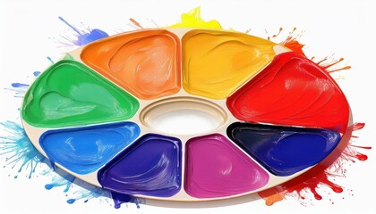 Vibrant Paint Blobs Artwork A Stunning Showcase of Six Bold, Rich Colors Set Against a Clean White...