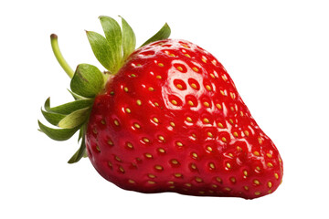 Fresh red strawberry showcasing vibrant color and natural shine on a clean white background