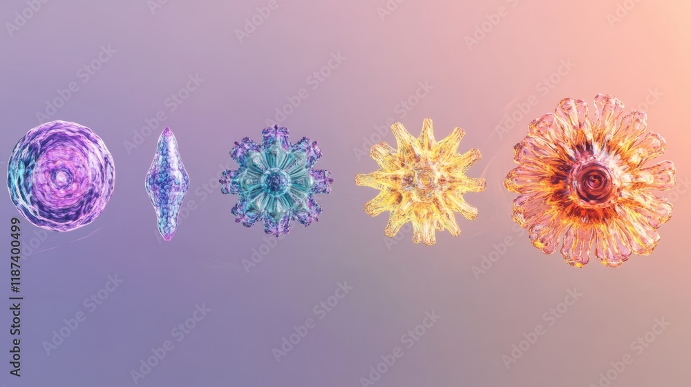 Poster progression of virus forms from simple structures to complex entities demonstrating their evolution 