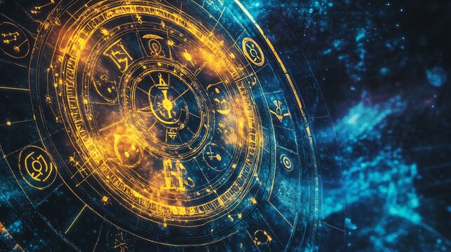 Metaphysical scene showcasing planetary alignments karmic energy the spiritual essence of astrologys symbolic interpretations