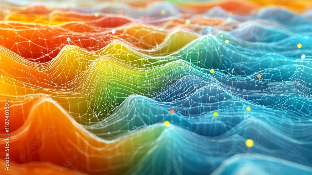 Poster Abstract visualization of market segmentation featuring overlapping layer symbolic node targeting strategy