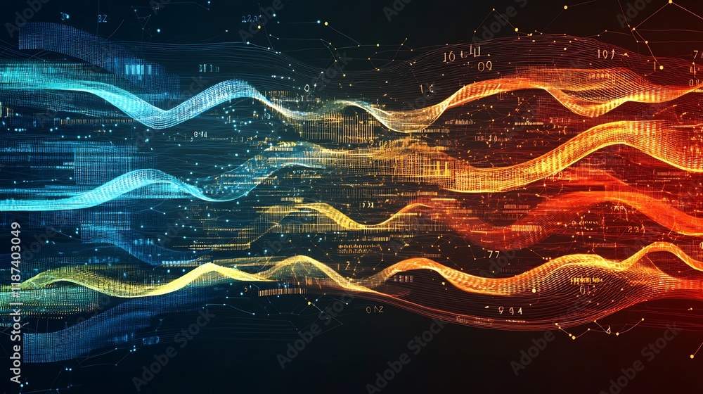Poster Abstract visualization of international finance featuring symbolic arrows interconnected layers global monetary flows