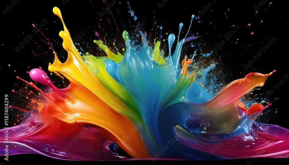 Poster vibrant colorful paint splash isolated rainbow design element on a transparent background artistic a