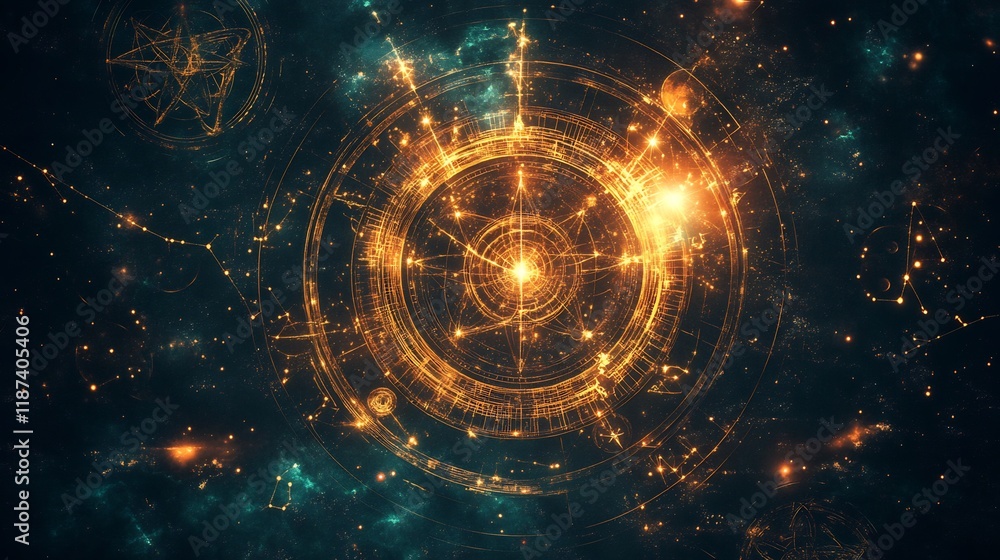 Wall mural cosmic art visualized intricate celestial patterns and mystical astrology blending metaphysical insi