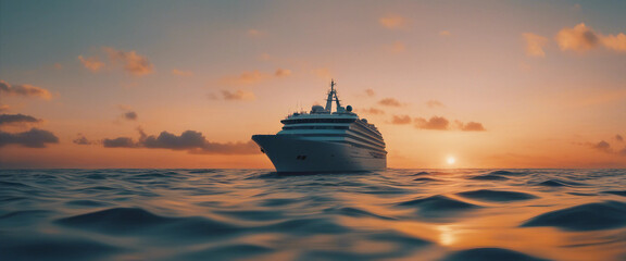 Fototapeta premium Cruise At Sunset In Ocean
