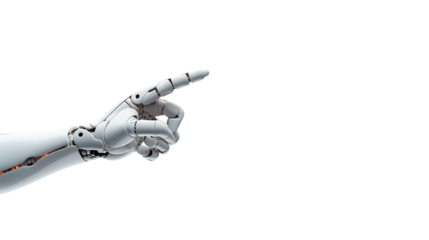 Futuristic Robotic Hand Pointing - Digital Technology isolated on transparent background