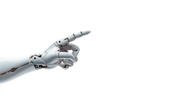 Futuristic Robotic Hand Pointing - Digital Technology isolated on transparent background	