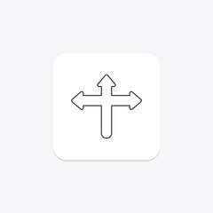 Three Ways Arrow thinline icon , vector, pixel perfect, illustrator file