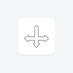 Divergence Down Arrow thinline icon , vector, pixel perfect, illustrator file