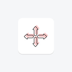 Obraz premium Expand Arrow color shadow thinline icon , vector, pixel perfect, illustrator file