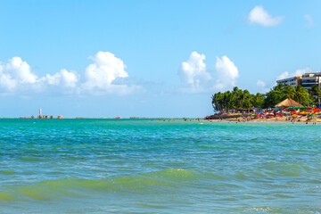 tropical beach in northeastern Brazil in the state of Alagoas, city of Maceio, Ponta Verde beach