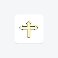 Three Ways Arrow color shadow thinline icon , vector, pixel perfect, illustrator file