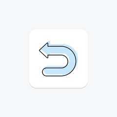 Back Left Arrow color shadow thinline icon , vector, pixel perfect, illustrator file