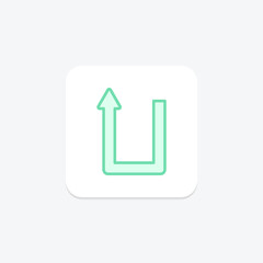 Turn Up duotone line icon , vector, pixel perfect, illustrator file