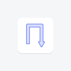 Turn Down duotone line icon , vector, pixel perfect, illustrator file