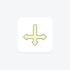 Obraz premium Divergence Down Arrow lineal color icon , vector, pixel perfect, illustrator file