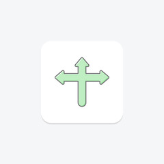 Three Ways Arrow lineal color icon , vector, pixel perfect, illustrator file