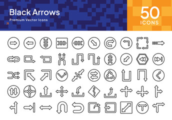 Black Arrow Pack with Banner Strokes and Directional Icons