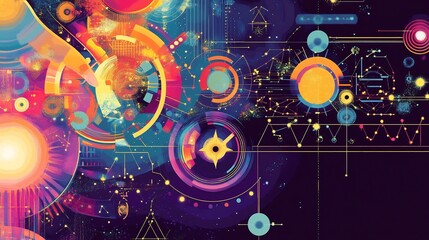 Vibrant illustration of houses of astrology intricate diagrams cosmic symbolism