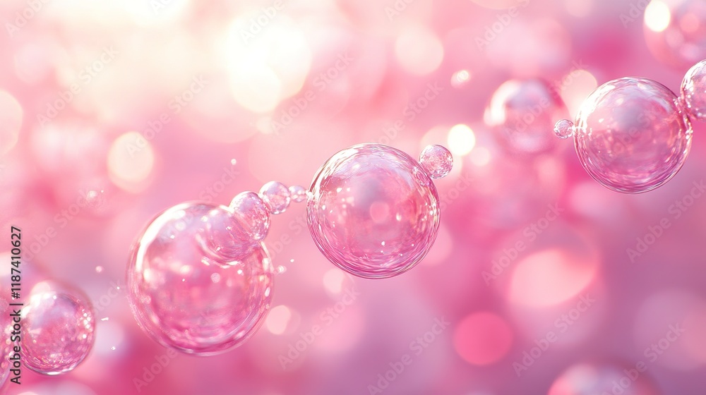 Poster bubbles floating in soft pink background artistic close-up abstract photography dreamy environment c