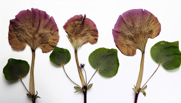pressed and dried plant life viscaria remoted on white background for use in scrapbooking floristry or herbarium generative ai