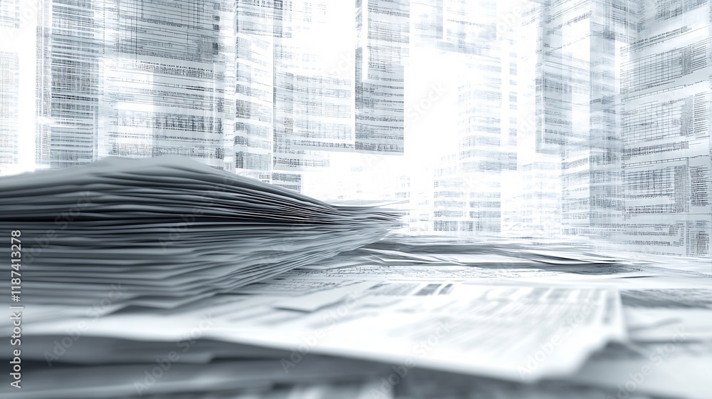 Poster abstract rendering of tax accounting system showcasing layered forms representing corporate individu