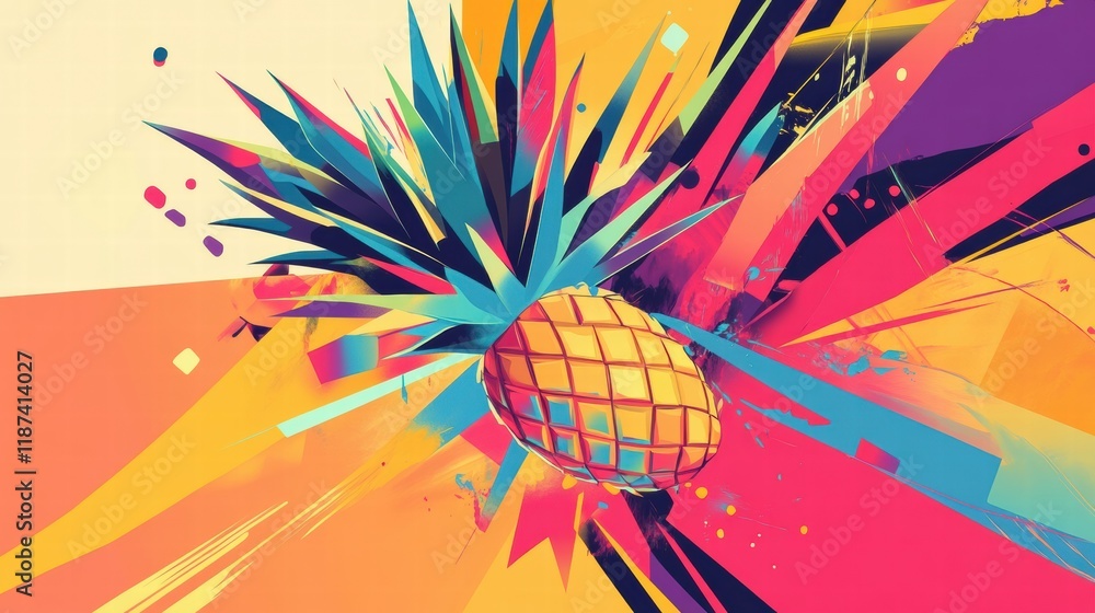 Leinwandbilder vibrant abstract geometric pineapple design showcasing dynamic shapes and bright colors in a modern 