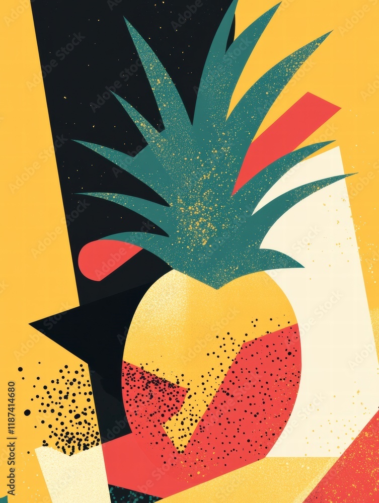 Aufkleber creative abstract geometric design featuring a vibrant pineapple on a bold background filled with co