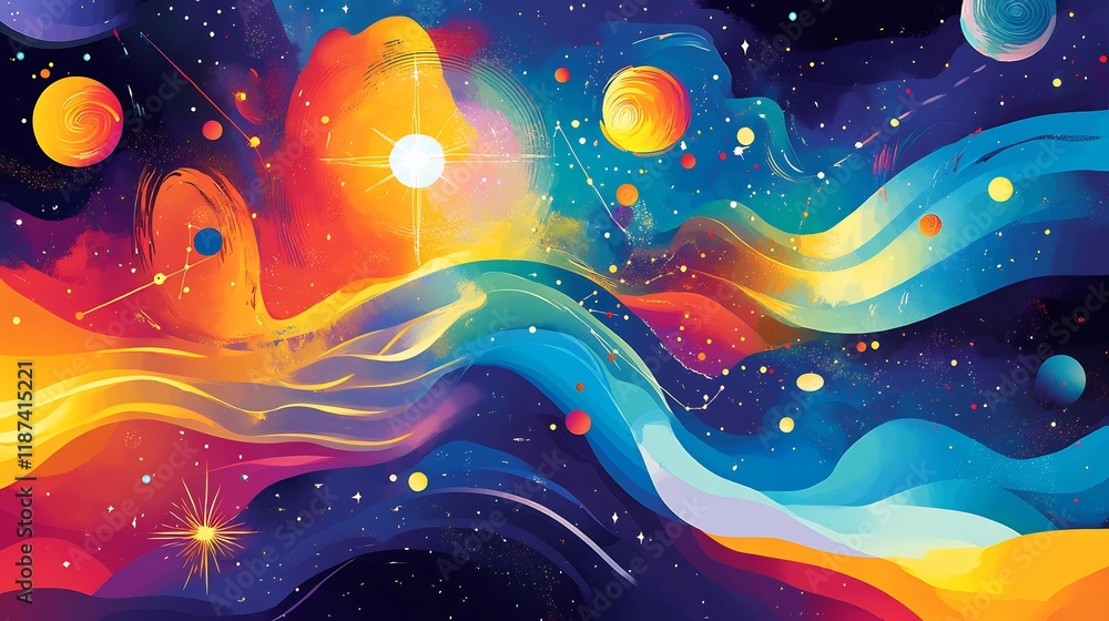Wall mural cosmic forces highlighted through celestial navigation featuring constellations star patterns the vi