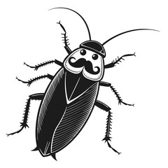 mustachioed-cockroach-silhouette-vector-illustrati