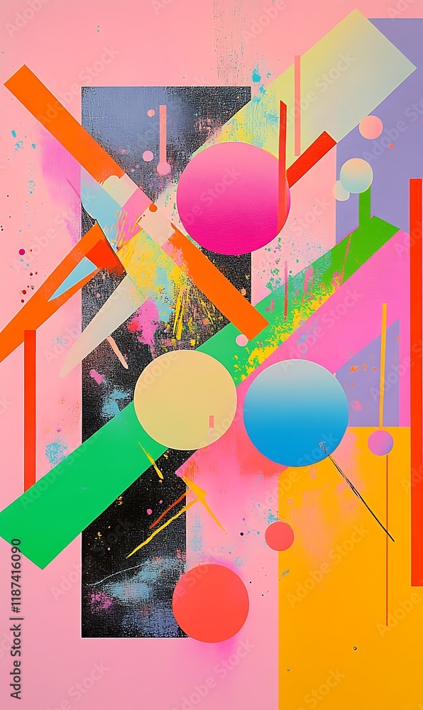 Poster exploring a blend of bold and soft geometric shapes with an abstract background for modern banner de