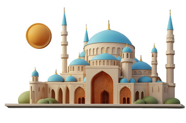 Fototapeta premium A beautiful image showcasing iconic mosques and landmarks like the Taj Mahal, with elements of Islamic architecture, minarets, domes