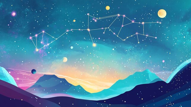 Astrological guidance illustrated planetary influences spiritual energy and mystical patterns highlighting the essence of celestial alignment