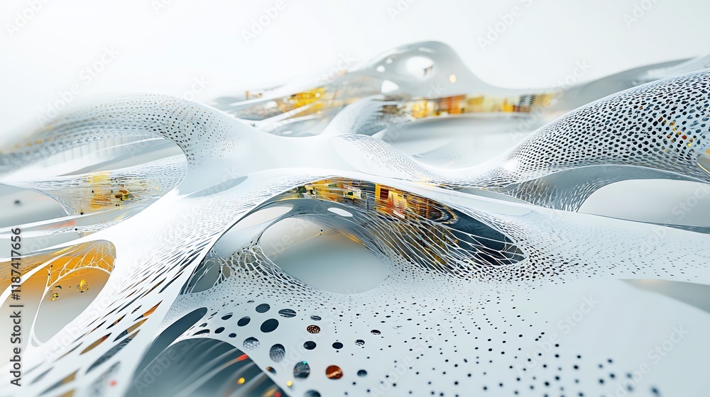 Poster Abstract rendering of hybrid work models dynamic patterns representing flexibility collaboration