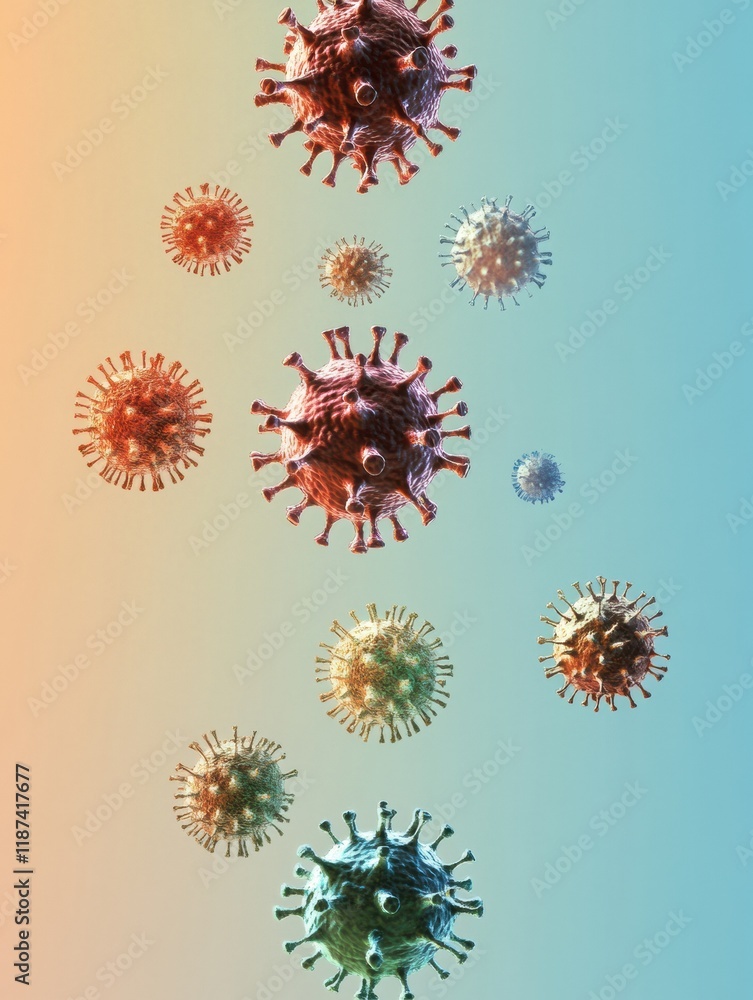 Poster progression of virus forms illustrating evolution from basic structure to complex arrangement in a s
