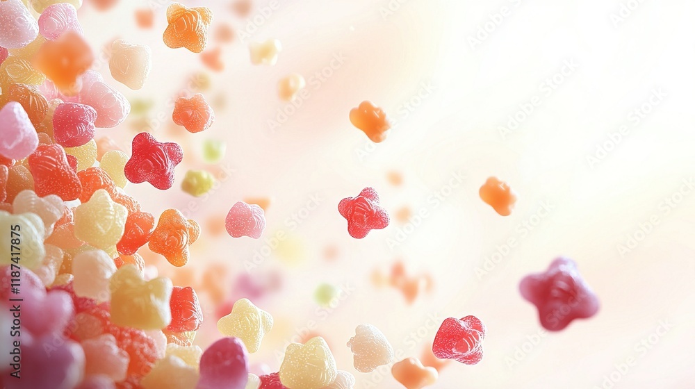 Aufkleber a close-up of colorful candy hearts against a pure white backdrop, with a soft focus effect around t