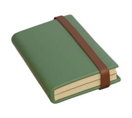 Green hardcover book isolated on white background