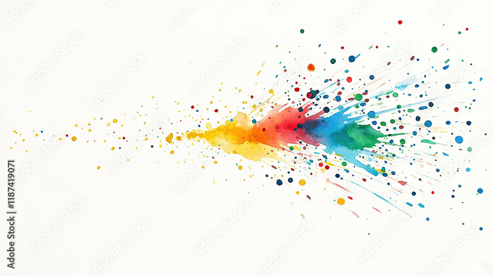 Poster a vibrant splash of colors dots a canvas, set against a pristine white backdrop and an azure sky