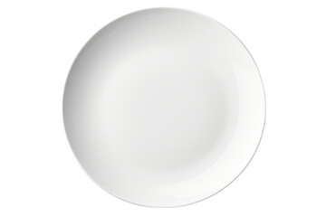 Simple white plate with smooth edges placed on a light surface in a well-lit environment for culinary presentation