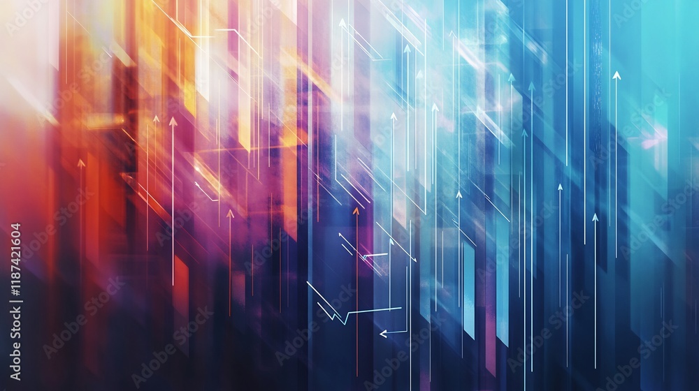 Aufkleber abstract depiction of private equity showcasing symbolic arrows layered nodes representing investmen
