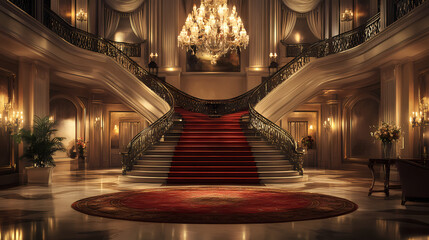 Obraz premium beverly wilshire opulent grand staircase