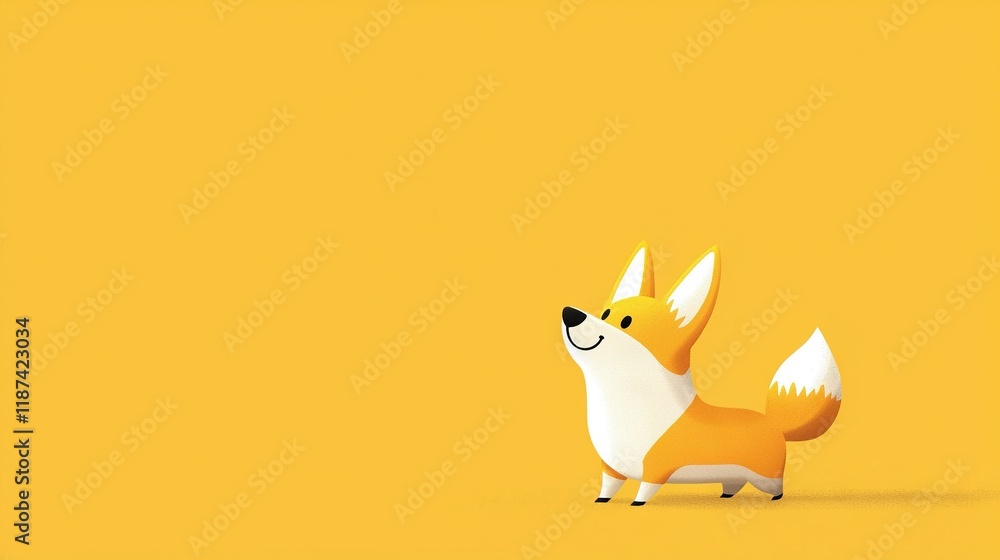 Poster fox on yellow background - this optimized text captures the essence of the image and is more concise