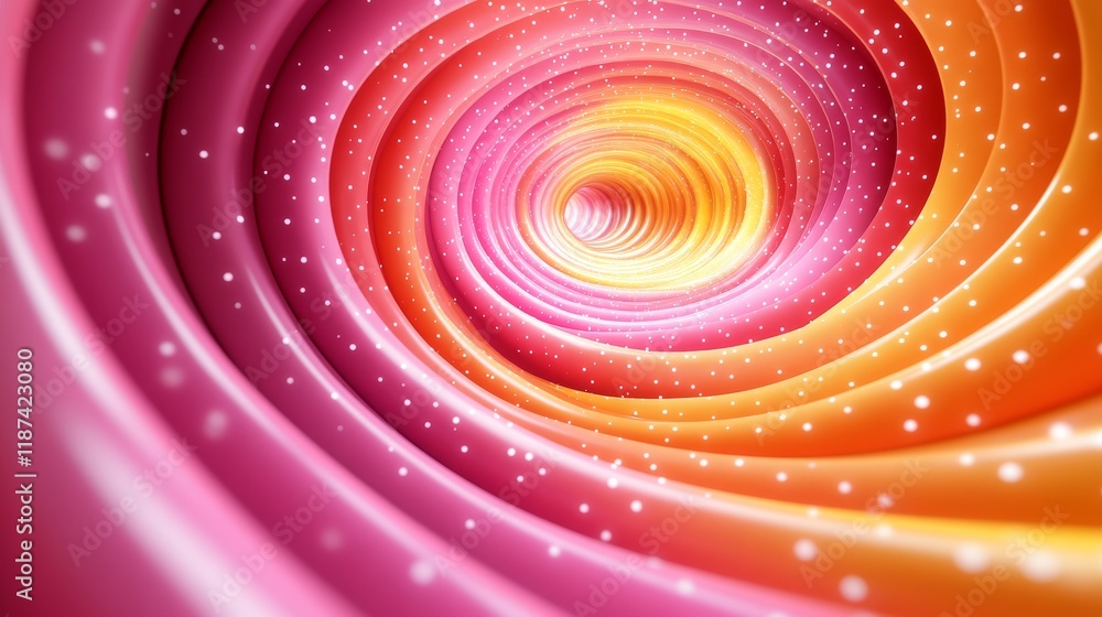 Poster colorful abstract spiral with gradient and dots, dynamic movement effect. futuristic and artistic co