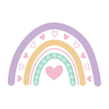 recommend clip art: cute hand-drawn colorful pastel rainbow clipart vector illustration, nursery baby rainbow sticker, kids children doodle boho rainbow, baby shower graphics